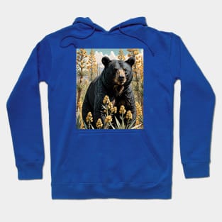 A Black Colored Bear Surrounded By Yucca flower New Mexico State 4 Hoodie